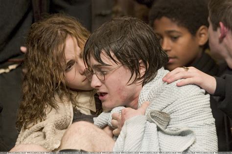 Scene from the Deathly Hallows book, where Ron, after destroying one of Voldemort's Horcruxes, has a vision of Hermione kissing <b>Harry</b>, thus choosing his best friend over him. . Harry sleeping with ginny